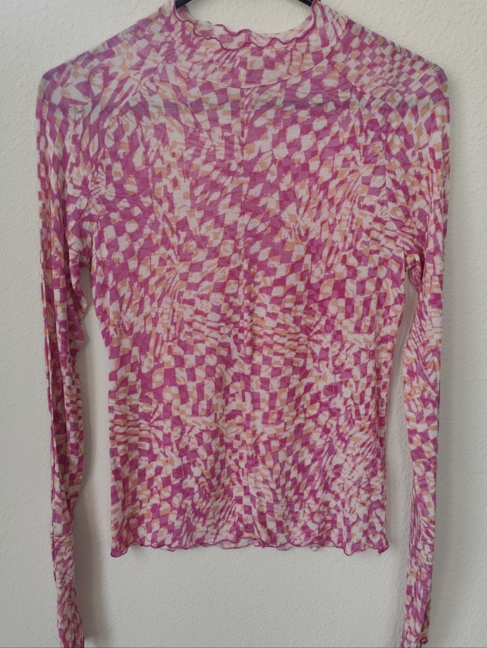 FREE PEOPLE MOVEMENT PINK COMBO HIGH JUMP PRINTED LONG SLEEVE MOCK NECK T… - Picture 6 of 9